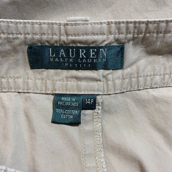 Lauren by Ralph Lauren Petite 100% Cotton Straight Khaki Pants Size 14P Beige - Picture 6 of 6